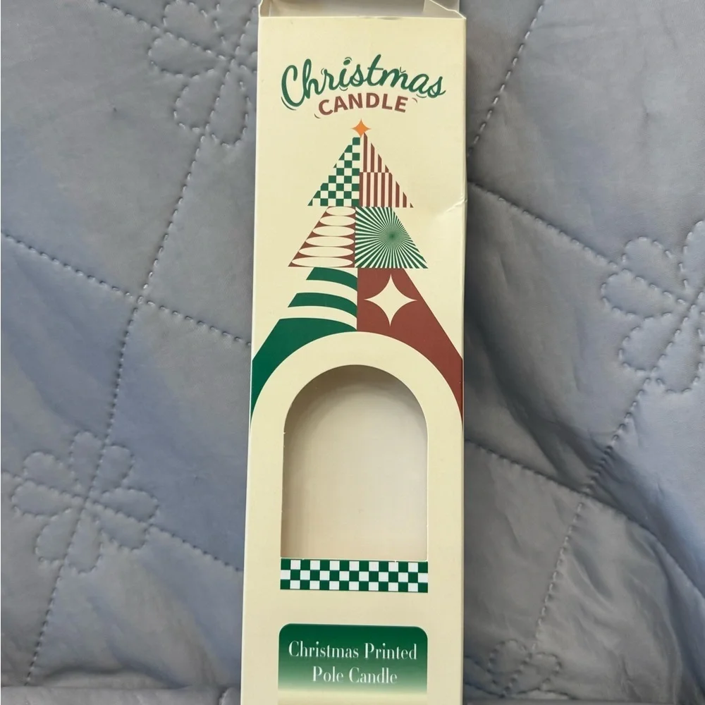 Christmas taper candles with a festive pattern, green 10”